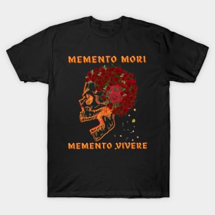 MEMENTO MORI MEMENTO VIVERE Skull With Roses T-Shirt